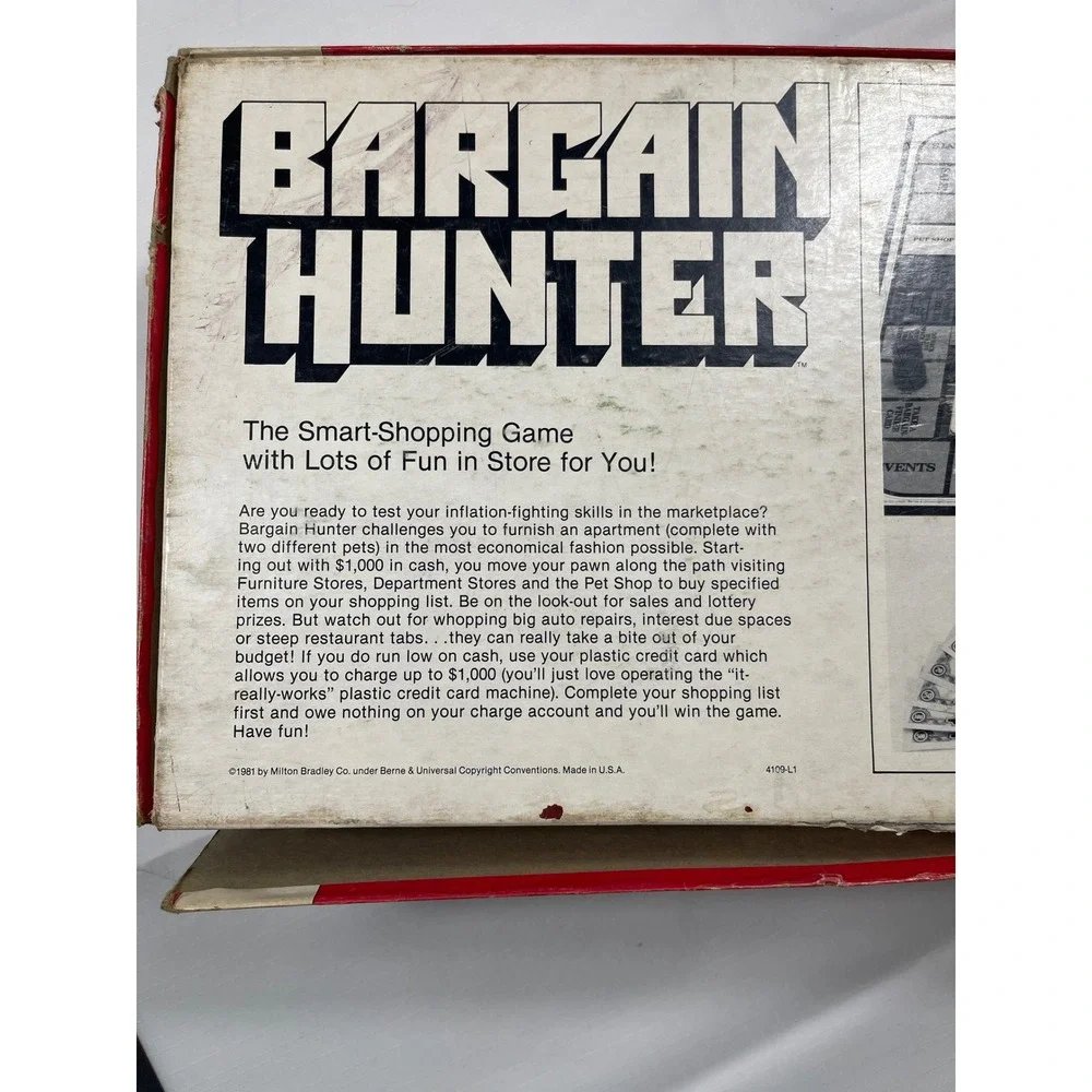 Bargain Hunter Board Game Vintage 1970s Milton Bradley appears to be complete‎